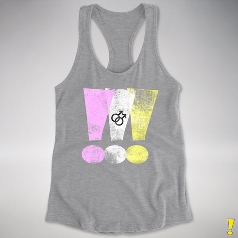 Twink Pride Grunge Exclamation Points Women's Racerback Tank - Heather Grey